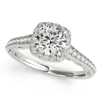 Maulijewels 1 Carat Halo Diamond Engagement Ring 14k White Gold