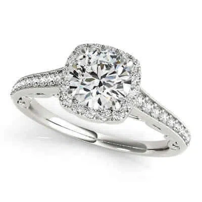 Pre-owned Maulijewels 1 Carat Halo Diamond Engagement Ring 14k White Gold