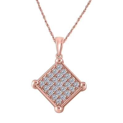 Maulijewels 1.00 Carat Natural Diamond ( I-j/ I2-i3 )pendant In 10k Rose Gold With18" 10k Rose Gold In White