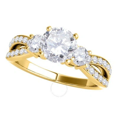 Maulijewels 1.00 Carat Round White Diamond Engagement Wedding Ring For Women's 14k Yellow Gold In Ri