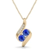 MAULIJEWELS MAULIJEWELS 1.00 CARAT TANZANITE & DIAMOND GEMSTONE PENDANT IN 14K YELLOW GOLD WITH 18" 14K YELLOW G