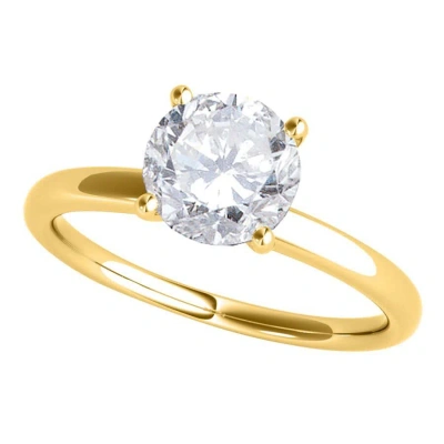 Maulijewels 1.05 Carat Round White Diamond Solitaire Style Engagement Ring In 14k Yellow Gold