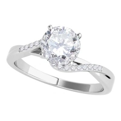 Maulijewels 1.05 Carat White Diamond Solitaire Style Engagement Ring 18k Solid White Gold