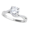 Maulijewels 1.10 Carat White Diamond Solitaire Style Engagement Ring 18k Solid White Gold In White