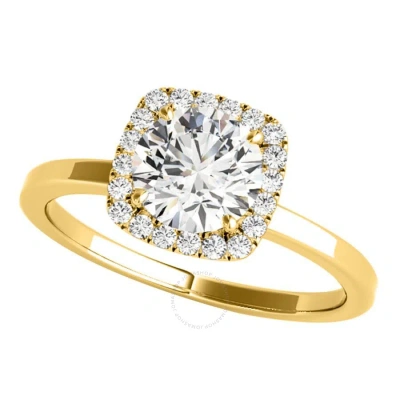 Maulijewels 1.15 Carat Moissanite & Halo Natural Diamond Engagement Ring In 14k Yellow Gold Ring Siz