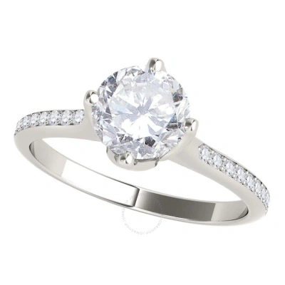 Maulijewels 1.15 Carat Natural Round White Diamond ( H-i/ I1-i2 ) Solitaire Engagement Ring In 14k S