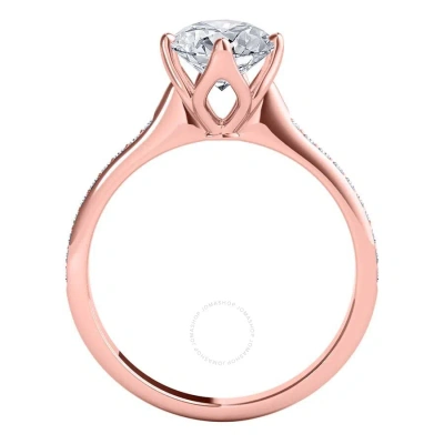 Maulijewels 1.15 Carat Natural Round White Diamond ( H-i/ I1-i2 ) Solitaire Engagement Ring In 14k S In Rose Gold-tone