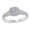 MAULIJEWELS MAULIJEWELS 1.25 CARAT CUSHION HALO REAL WHITE DIAMOND ENGAGEMENT WEDDING RING IN 14K WHITE GOLD