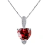 MAULIJEWELS MAULIJEWELS 1.25 CARAT HEART SHAPE GARNET GEMSTONE AND WHITE DIAMOND PENDANT IN 10K WHITE GOLD WITH 