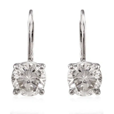 Maulijewels 1.50 Carat Natural White Diamonds Dangle Style Earrings In 14k White Gold With Lever Bac In Metallic