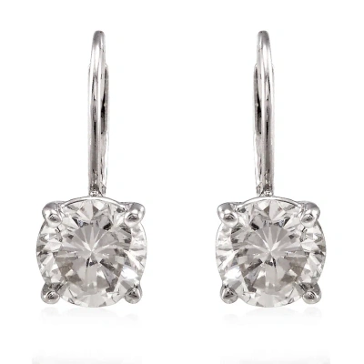 Maulijewels 1.50 Carat Natural White Diamonds Dangle Style Earrings In 14k White Gold With Lever Bac