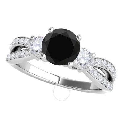 Maulijewels 1.75 Carat Black & White Diamond Engagement Wedding Rings For Women In 14k Solid White G In Metallic