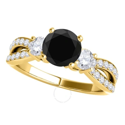 Maulijewels 1.75 Carat Black & White Diamond Engagement Wedding Rings For Women In 14k Solid Yellow