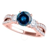 MAULIJEWELS MAULIJEWELS 1.75 CARAT BLUE & WHITE DIAMOND ENGAGEMENT RING FOR WOMEN IN 14K ROSE SOLID GOLD IN SIZE