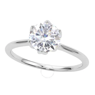 Maulijewels 1.00 Carat Diamond ( G-h/ Vs1 ) Moissanite Solitaire Engagement Rings In 14k Solid White In Metallic