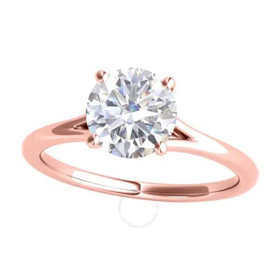 Maulijewels 1.00 Carat Moissanite White Diamond ( G-h/ Vs1 ) Engagement Wedding Rings In 14k Rose Go In Pink