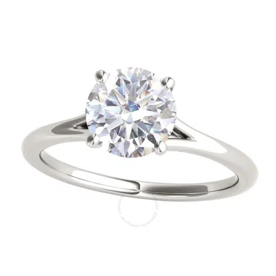 Maulijewels 1.00 Carat Moissanite White Diamond ( G-h/ Vs1 ) Engagement Wedding Rings In 14k White G In Metallic