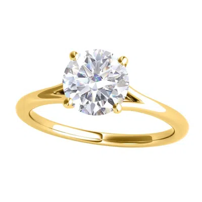Maulijewels 1.00 Carat Moissanite White Diamond ( G-h/ Vs1 ) Engagement Wedding Rings In 14k Yellow  In Gold