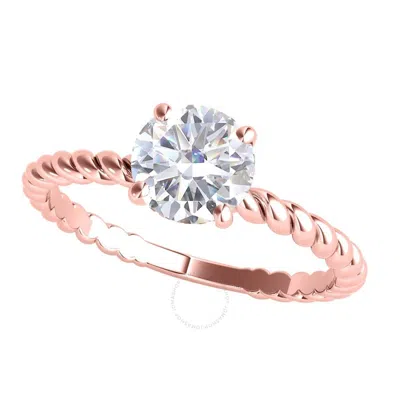 Maulijewels 1.00 Carat White Moissanite Diamond Engagement Ring For Women In 14k Rose Gold In Ring S