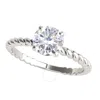 Maulijewels 1.00 Carat White Moissanite Diamond Engagement Ring For Women In 14k White Gold In Ring  In White