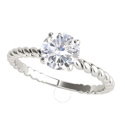 Maulijewels 1.00 Carat White Moissanite Diamond Engagement Ring For Women In 14k White Gold In Ring  In Metallic