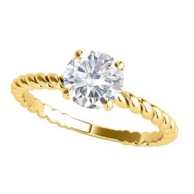 Pre-owned Maulijewels 1.00 Carat White Moissanite Diamond Engagement Ring For Women In 14k In Yellow