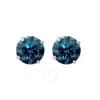 Maulijewels 1.00ct 14k Gold Gra Certified D-vvs1 Round Blue Moissanite Diamond Screw Back Studs Earr In White