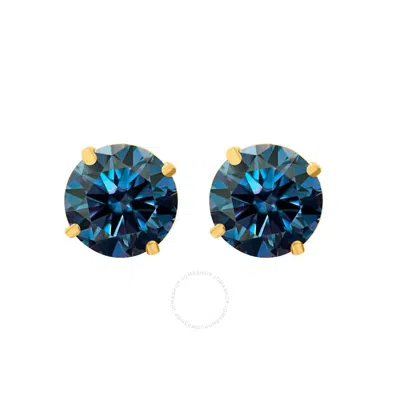 Maulijewels 1.00ct 14k Gold Gra Certified D-vvs1 Round Blue Moissanite Diamond Screw Back Studs Earr In Yellow