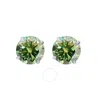 Maulijewels 1.00ct 14k Gold Gra Certified D-vvs1 Round Green Moissanite Diamond Screw Back Studs Ear In White