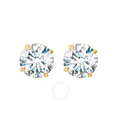 Maulijewels 1.00ct 14k Gold Gra Certified D-vvs1 Round White Moissanite Diamond Screw Back Studs Ear In Yellow