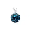 Maulijewels 1.00ct D-vvs1 Blue Moissanite Diamond 14k White Gold Solitaire Necklace With Gold Plated In Blue