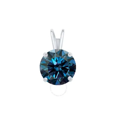 Maulijewels 1.00ct D-vvs1 Blue Moissanite Diamond 14k White Gold Solitaire Necklace With Gold Plated