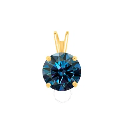 Maulijewels 1.00ct D-vvs1 Blue Moissanite Diamond 14k Yellow Gold Solitaire Necklace With Gold Plate