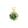 Maulijewels 1.00ct D-vvs1 Green Moissanite Diamond 14k Yellow Gold Solitaire Necklace With Gold Plat In Green