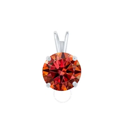 Maulijewels 1.00ct D-vvs1 Water Melan Red Moissanite Diamond 14k White Gold Solitaire Necklace With