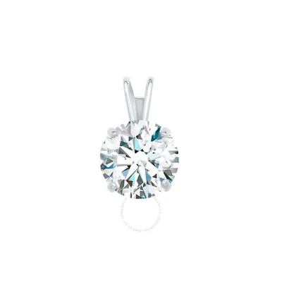 Maulijewels 1.00ct D-vvs1 White Moissanite Diamond 14k White Gold Solitaire Necklace With Gold Plate In Red