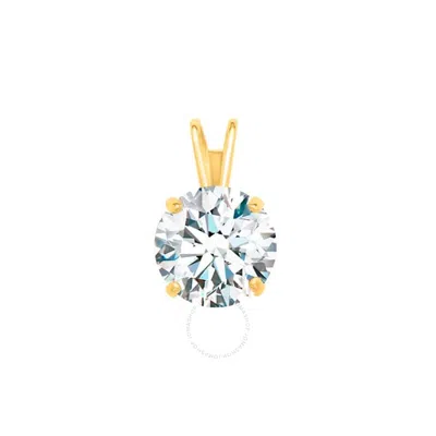 Maulijewels 1.00ct D-vvs1 White Moissanite Diamond 14k Yellow Gold Solitaire Necklace With Gold Plat In Red