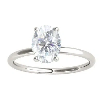 Pre-owned Maulijewels 1.05 Carat Oval Moissanite H-i/ I1-i2 Natural Diamond Engagement In White