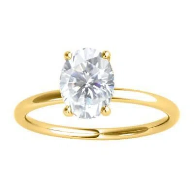 Pre-owned Maulijewels 1.05 Carat Oval Moissanite H-i/ I1-i2 Natural Diamond Engagement In Yellow