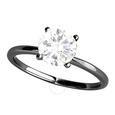 Maulijewels 10k Solid White Gold 1.00 Carat Diamond Moissanite Black Rhodium Plated Solitaire Engage