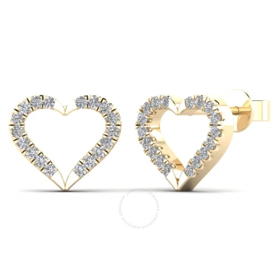 Maulijewels 10k Solid Yellow Gold 0.13 Carat Heart Shape Natural Diamond Stud Earrings For Women Jew