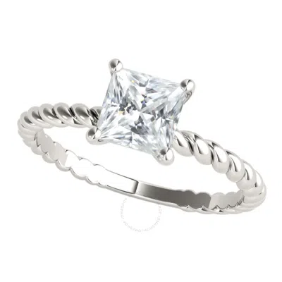 Maulijewels 10k White Gold 1.25 Carat ( H/ Vs1 ) Princess Cut Moissanite Solitaire Engaement Ring Fo