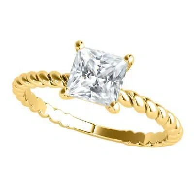 Pre-owned Maulijewels 10k Yellow Gold 1.25 Carat ( H/ Vs1 ) Princess Cut Moissanite