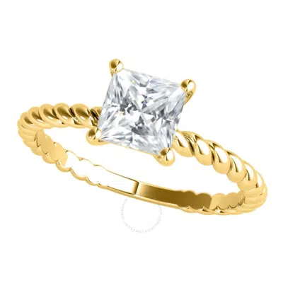 Maulijewels 10k Yellow Gold 1.25 Carat ( H/ Vs1 ) Princess Cut Moissanite Solitaire Engaement Ring F