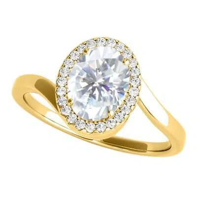 Pre-owned Maulijewels 10k Yellow Gold 1.65 Carat Oval Moissanite ( G-h/ Vs1 ) Natural