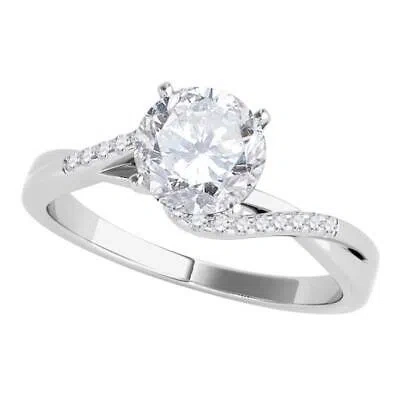 Pre-owned Maulijewels 1.10 Carat White Diamond Solitaire Style Engagement Ring 18k Solid