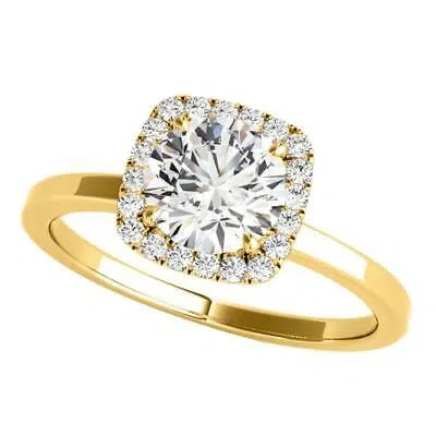 Pre-owned Maulijewels 1.15 Carat Moissanite & Halo Natural Diamond Engagement Ring In 14k In Yellow