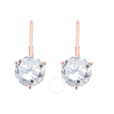 Maulijewels 1/2 Carat White Diamond ( H-i/ I1-i2 ) Women's Three Prong Set Martini Leverback Earring In Pink