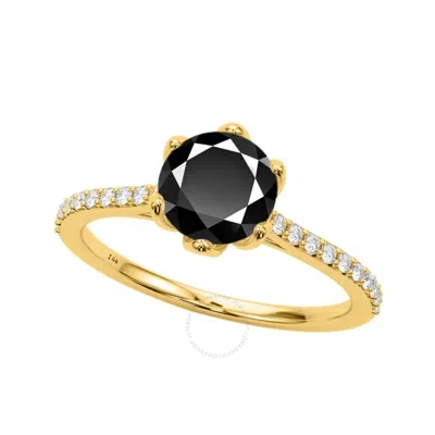 Maulijewels 1.25 Carat Black & White Diamond Engagement Rings In 14k Yellow Gold Ring Size 7