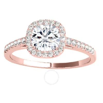Maulijewels 1.25 Carat Cushion Cut Halo Diamond Moissanite Engagement Ring In 14k Rose Gold In Ring  In Pink